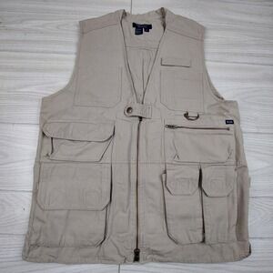 5.11 Tactical Vest Mens Medium Khaki Utility Pockets Hunting Camping Hiking